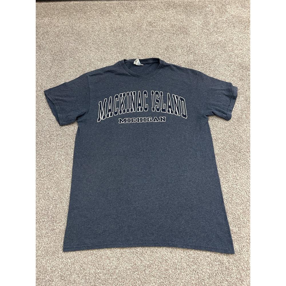Hanes Mackinac Island Michigan T-Shirt Adult Medium Blue Heather Excellent Tee